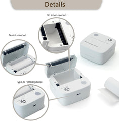 Mini Printer with 5 Rolls Sticker and Thermal Paper